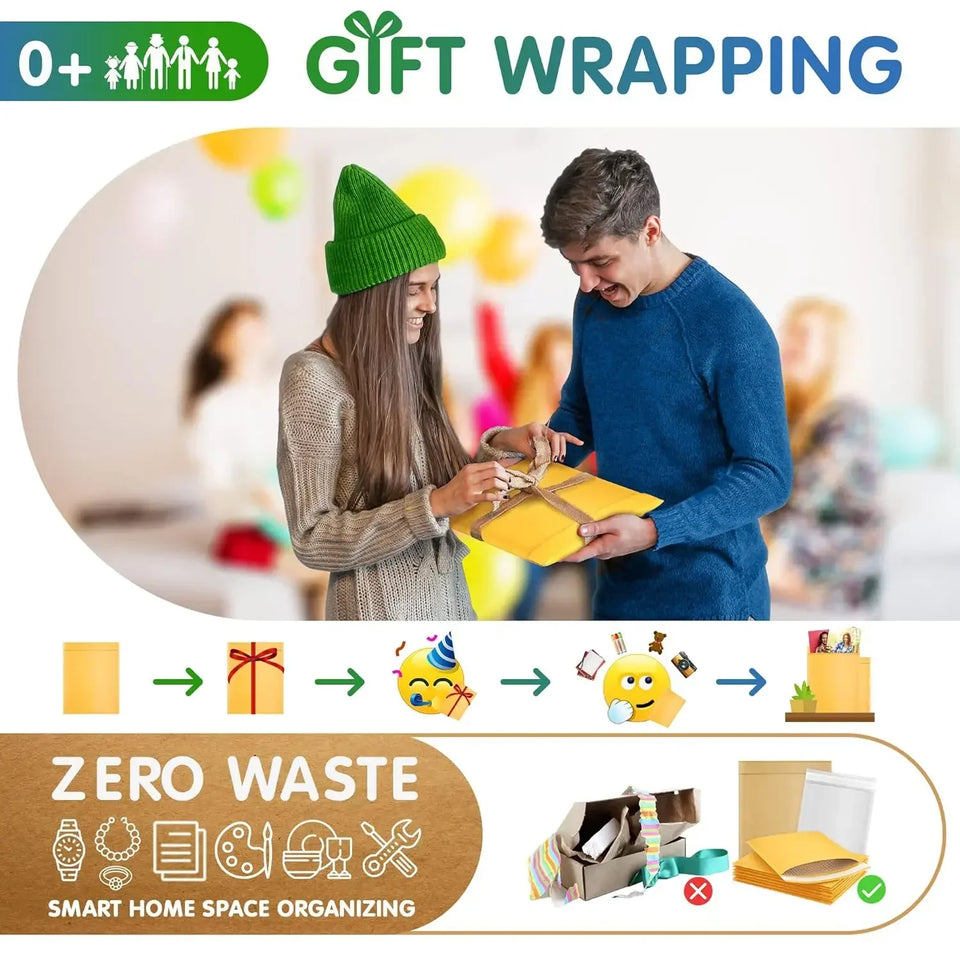 50/30/20/10PCS Kraft Bubble Mailers Envelopes Bags Yellow Seal Adhesive Shipping Bag Waterproof Mailing Business Gift Packaging