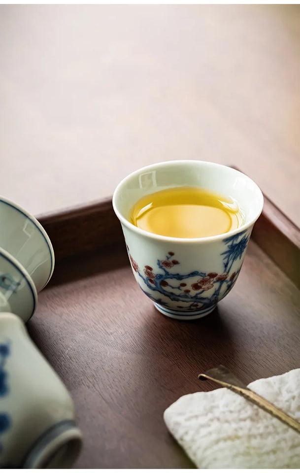 Kung Fu Tea Cup, Hand-painted,  Vintage Blue and White Tea Cup, Handmade Ceramic，High End Personal Tea Cup, Single Cup