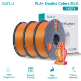 SUNLU Silk PLA PLUS 3D Filament 1.75mm Double Colors Silk Textures Pla+ Gradient Colors Filament for Most FDM 3D Printer 3KG