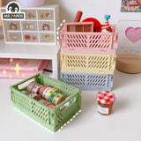 1 Pc Mini Foldable Desk Organizer Box Plastic Space-Saving Design Stationery Storage Basket for Tidy Student Workspaces