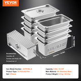 SucceBuy 8 Pack Buffet Chafing Dishes 5.93L Gastronorm Pans Steam Table Pans Tray  with Lid 6-Inch Deep Catering Food Pan