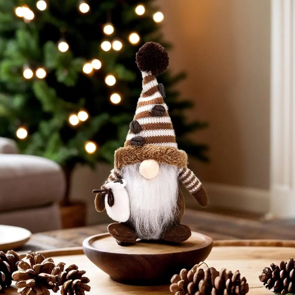 Christmas Decorations Coffee Gnome Ornaments Khaki Faceless Dolls Goblin Figurines Home Decor