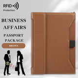 New Solid Color Passport Holder RFID Blocking Ticket Slot Clip Protective Cover Protector Leather Travel Card Bag