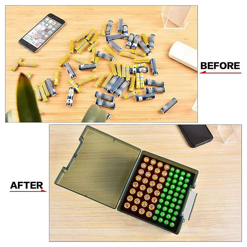 Battery Organizer Holder -Holds 72 AA AAA Batteries Battery Box Case Garage Container Home Drawer Organization Dispenser Holder