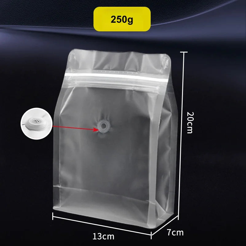 StoBag 50pcs 250g Coffee Beans Packaging Bag with Valve Aluminum Foil Heat Sealing for Powder Tea Nuts Storage Reusable Pouch