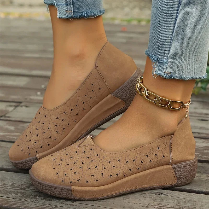 Spring Autumn Women Flats Platform Loafers Ladies Genuine Leather Comfort Wedge Moccasins Orthopedic Slip on Casual Shoes