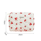 Storage Organizer Cherry Printing Makeup Bag Quilted Cosmetic Pouch Large Travel Cosmetic Bag Cute Cotton Makeup Pouch
