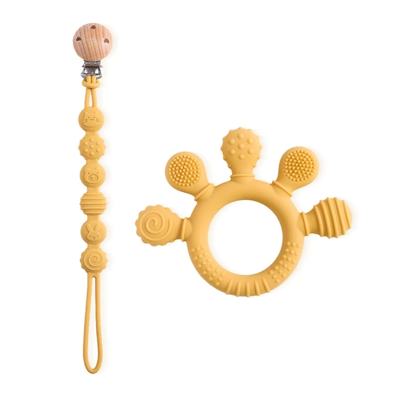 1PC Baby Silicone Teether Toys BPA Free Silicone Finger Ring Pacifier Chain Soothing Teething Toys For Newborn Teething Gifts