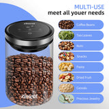 Vacuum Sealed Jar Coffee Bean Storage Bottle 1.6L/1.1lbs Kitchen Food Grain Tea Glass Jar Fresh Storage Jar Kitchen Accessories