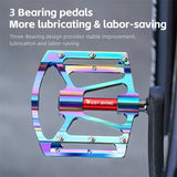 WEST BIKING Bicycle Pedal Three Bearing Aluminum Alloy Pedal Mountain Bike Road Bike Pedal Color Bike Accessories