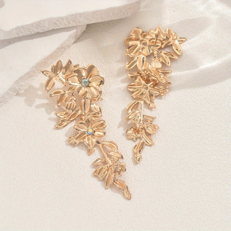 New Personalized Punk Style Flowers Long Drop Earrings Ladies Fashion Trend Holiday Party Accessories Jewelry Gifts