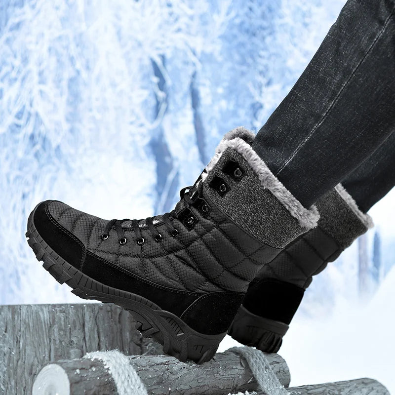 New Winter Waterproof High Top Men Boots Plush Warm Snow Boots Men Sneakers Ankle Boots Outdoor Men's Desert Boots Botas Hombre