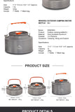 Widesea 1.1L 2L1.5L Camping Water Kettle Outdoor Coffee Kettle Tableware Picnic Set Supplies Equipment Utensils Tourism Cookware