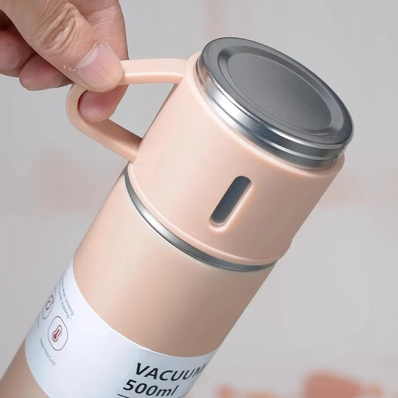 500ml 304 Stainless Steel Vacuum Insulated Water Bottle Portable Tea Coffee Bottle Office Gift Set Travel Leak Proof Thermal Mug