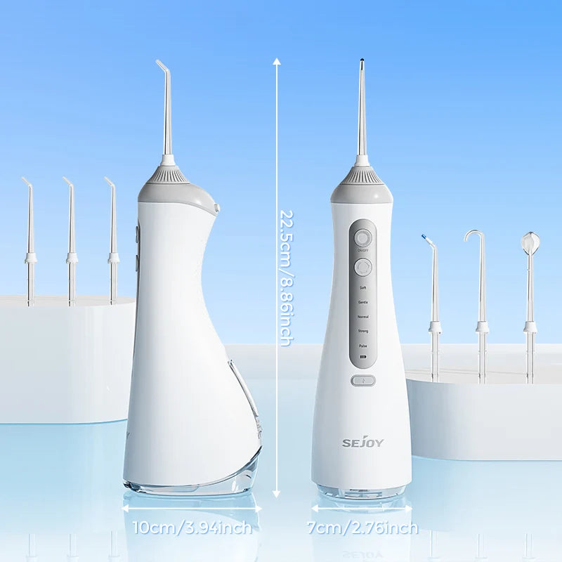 Sejoy Electric Oral Irrigator Water Dental Flosser Pick for Teeth Cordless 350ML Water Tank,6 Cleaning Modes, IPX7 for Home
