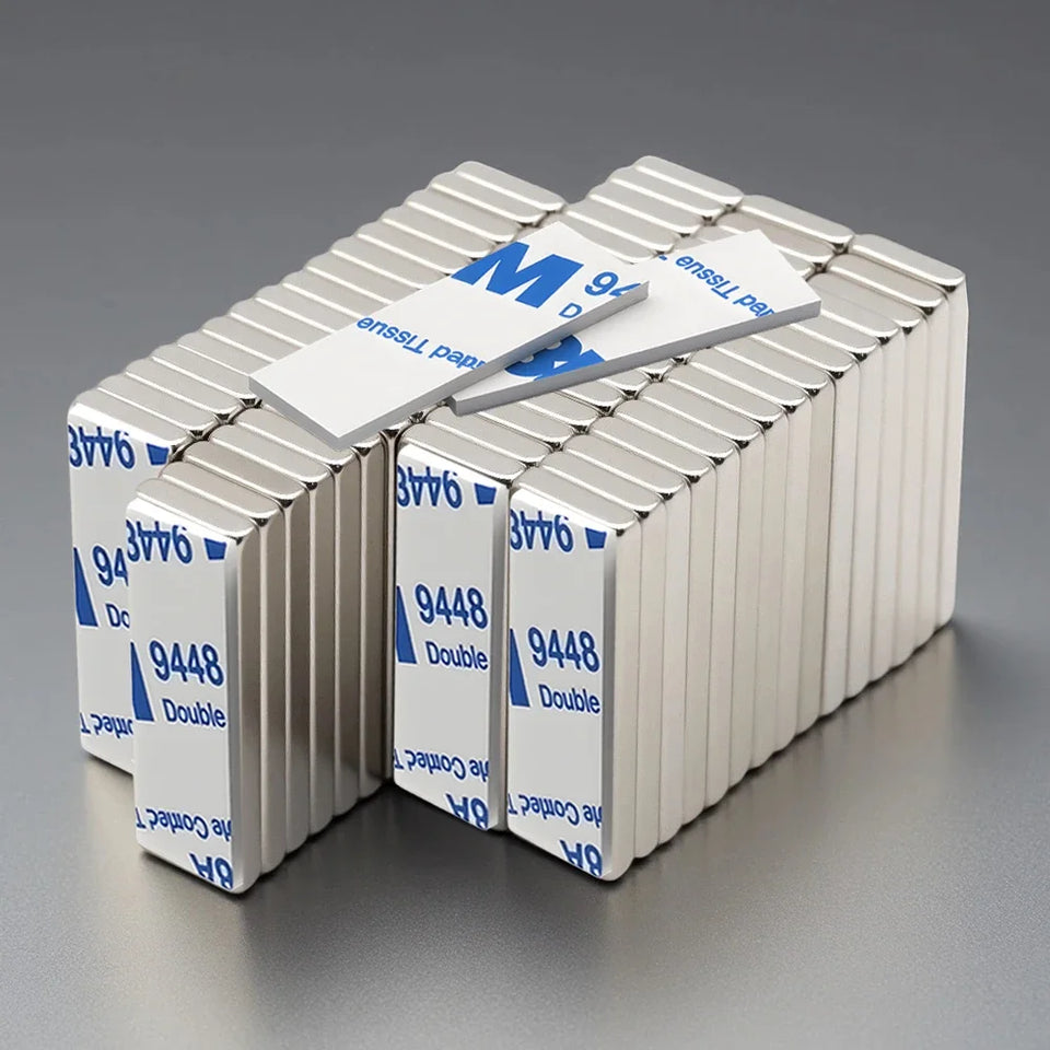 30x10x3mm Powerful Neodymium Magnet Block With double-sided adhesive Super Strong N35 Permanent Magnetic Refrigerator Magnet