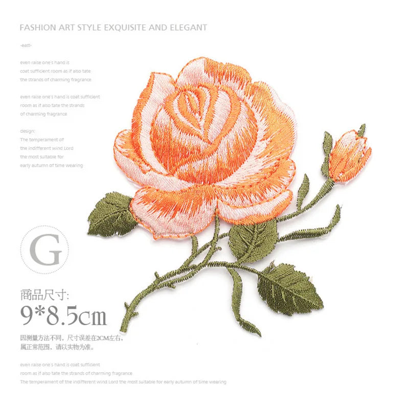 Colored Roses Iron-on Transfers For Clothing Applique On Jeans Big Embroidery Patch  Repair Hole Embroidery Patch Coudre DIY Swe