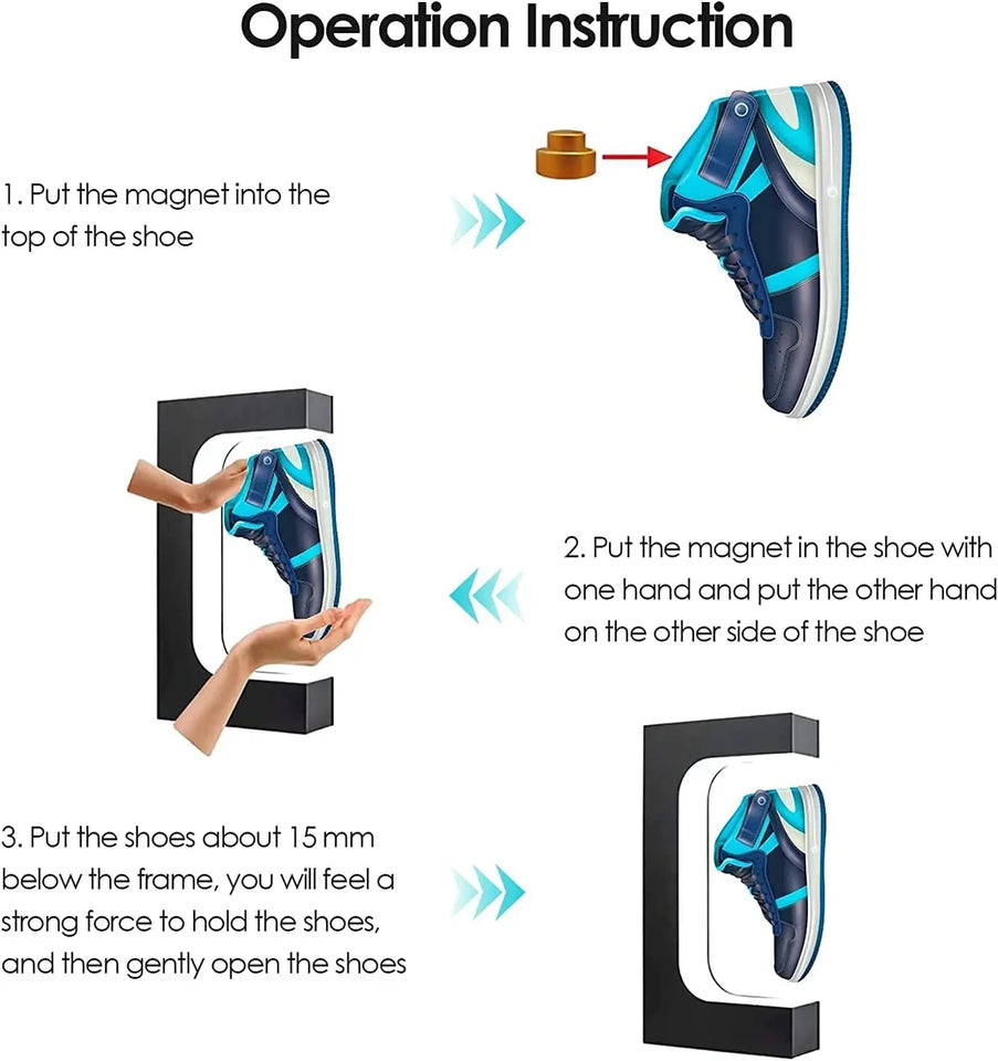 LED Floating Shoe Rack 360 Degree Auto Rotate Display Stand Shoes Shop Sample Showcase Shoes Rack Sneaker Storage