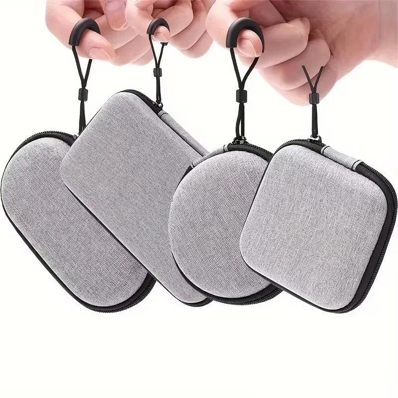 Mini Grey Digital Storage Bag Hard EVA Case Portable Electronics Organizer for USB Cable Charger U Stick Travel Accessories