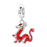 Red Series 925 Sterling Silver Koi Firecracker Dragon Heart Mushroom Coffee Machine Charm Fit DIY Bracelet Necklace Niche Gifts