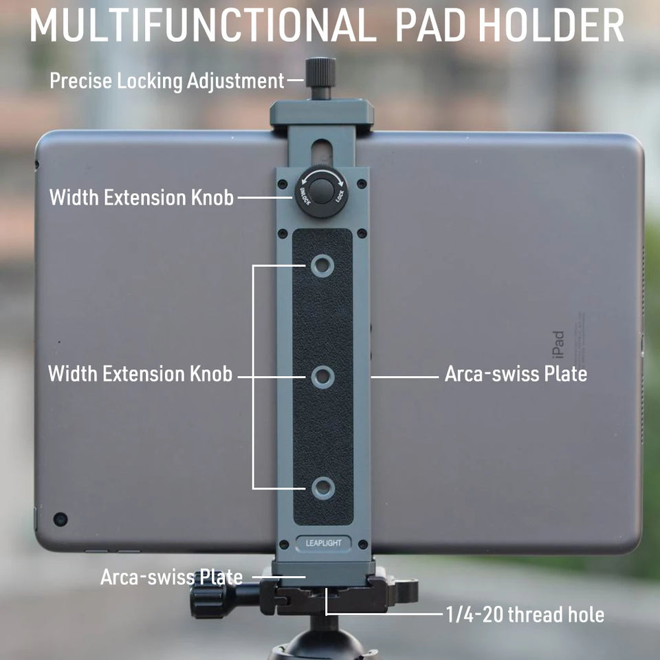 LEAPLIGHT Universal Aluminum Tablet Phone Stand Holder Clip Tripod Adjustable Bracket for Phones Ipro Tablets Tablet Holder