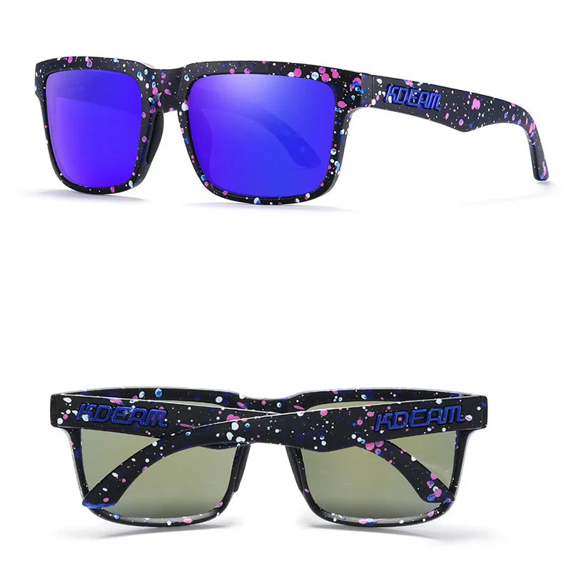 KDEAM New Arrivals Fashion Square Polarized Sunglasses For Men And Women Fishing Sun Glasses Colorful Lens With Hard Case