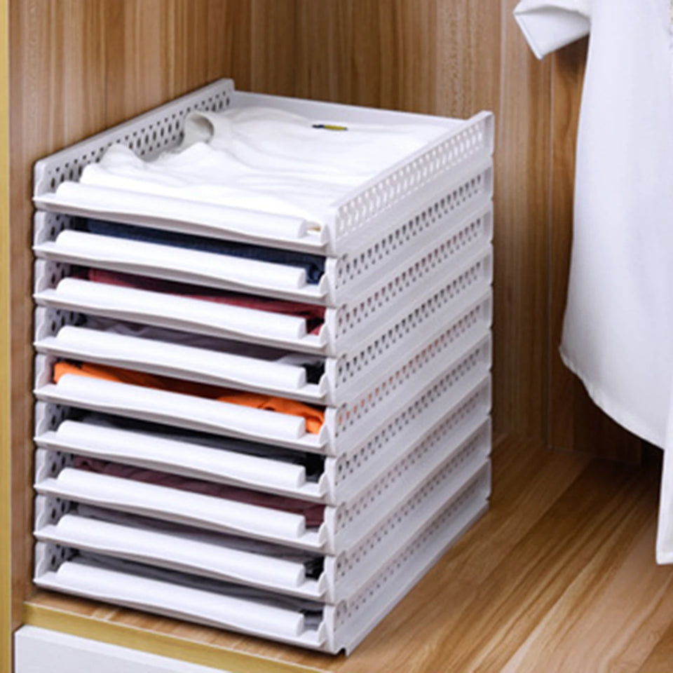 Bedroom Storage Shelves Wardrobe Closet Layered Partitions Home Drawers Organizer Stackable Storage Box Space Separation Tool