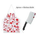 Halloween Blood Apron Set Party Butcher Costume Sharp Knife Horror Kitchen Bloody Scary Dress Up Atmosphere Cosplay Props
