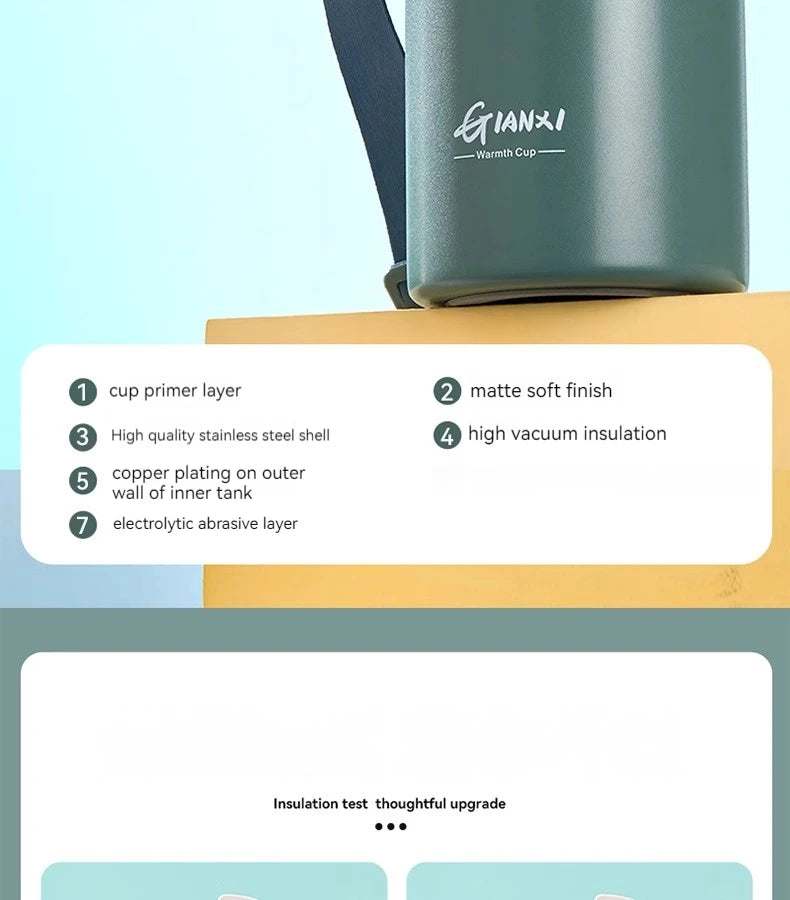 GIANXI 1000ml Spring Cap Large Capacity Vacuum Cup 316 Stainless Steel Coffee Cup Portable Outdoor Sports Water Bottle