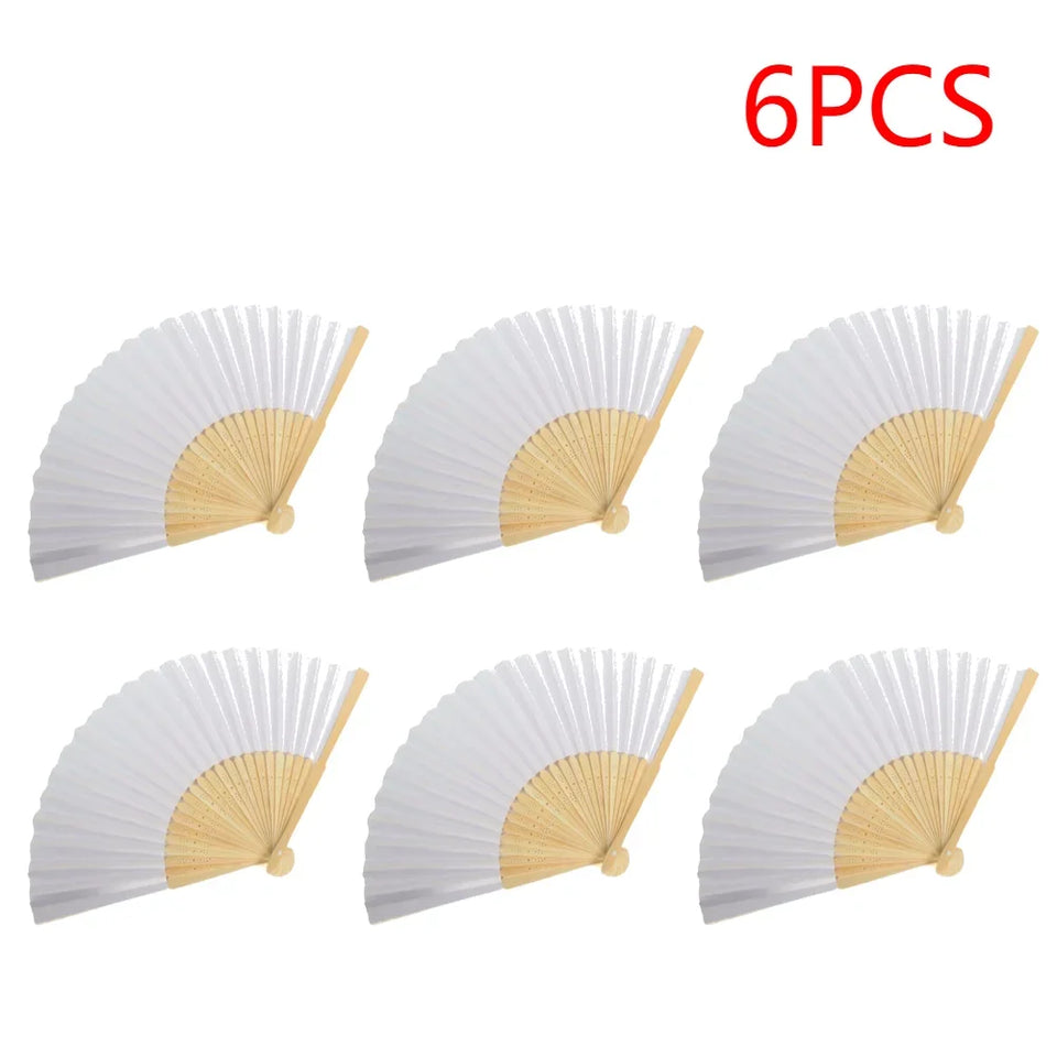 1-50PCS Paper Bamboo Folding Hand Fan Wedding Personalized Fans Party Decor Art Craft DIY Folding Fan for Wedding Party Decor