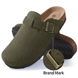 Gacimy Women Fashion Thick Sole Leather Clogs Slippers Classic Women's Mules Cork Clogs Slipper Outdoor Deep Heels Shoes Sandal