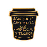 Book Enamel Pin Coffee Brooches for Lapel Pins Quote Phrase Words Badge on Backpack Clothing Accessories Fashion Jewelry Gifts