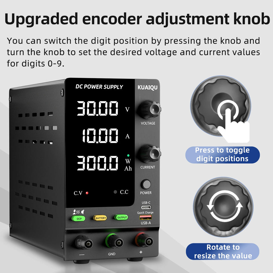 Adjustable DC Power Supply 30V 5A 10A,Bench Power Supply,24V 36V 48V 72V Battery Charging,Reverse Polarity Protection,Activate