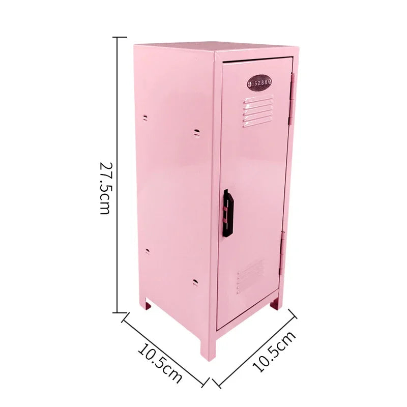 Iron Storage Box Dormitory Storage Cosmetics Paper Money Keys Bank Cards and Other Desktop Small Items Mini Locker Cabinet