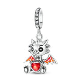 Red Series 925 Sterling Silver Koi Firecracker Dragon Heart Mushroom Coffee Machine Charm Fit DIY Bracelet Necklace Niche Gifts
