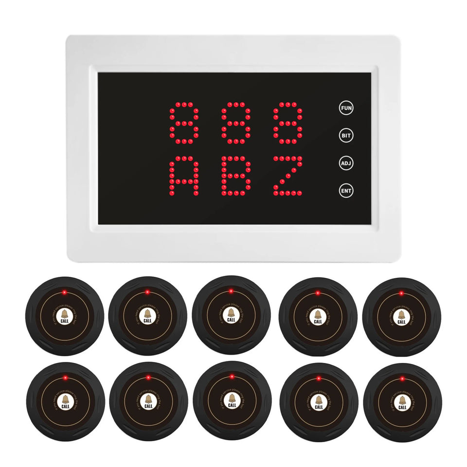 BYHUBYENG Wireless Calling System Restaurant Pager System Display + Calling Buttons for Restaurant Nursing Home Clinic Caregiver