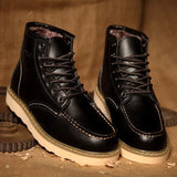 Winter Warm Men Boots Leather Mens Snow Boots with Fur Handmade Waterproof Male Ankle Boots No-slip High Top Male Work Shoes