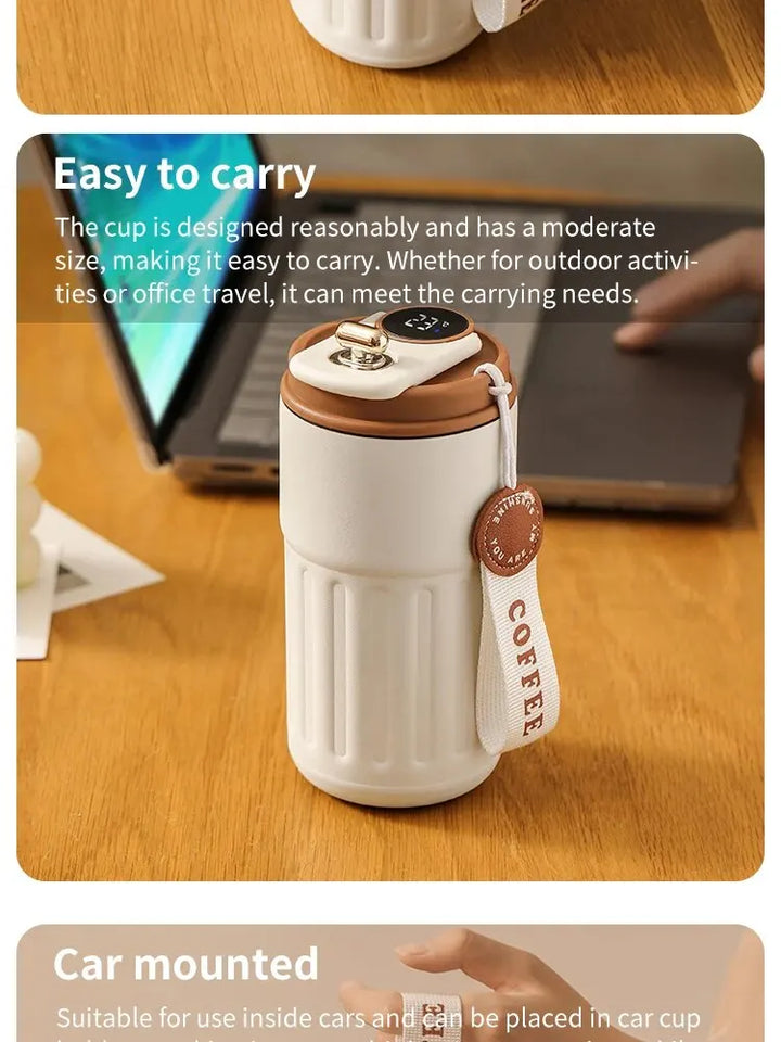 Stainless Steel Insulated Cup Display Temperature Coffee Cup Intelligent Car Mounted Water Cup Gift Drinking Tool