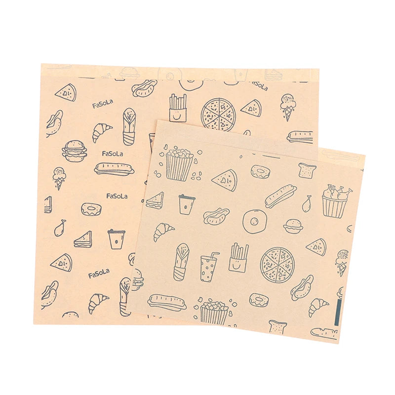 50Pcs Greaseproof Paper Bag, Kraft Paper Bag Food Wrapping Bag Disposable Packaging Baking Paper Plate Mat Kitchen Accessories