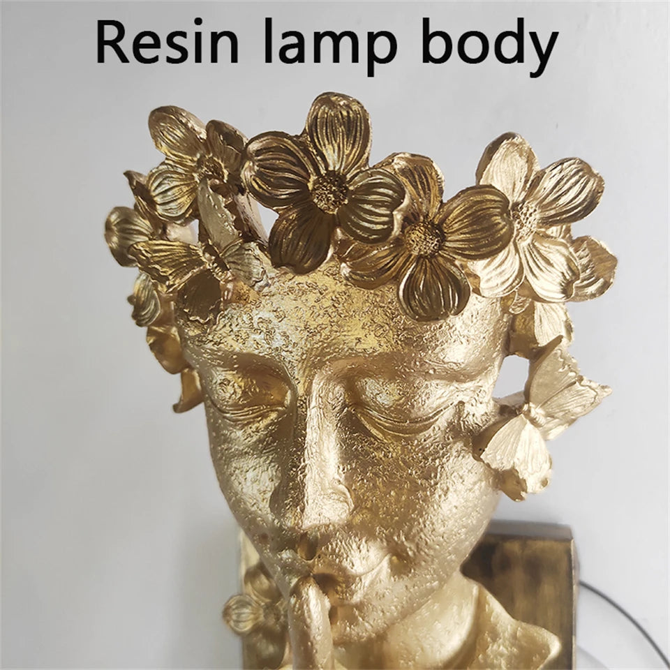 Dropshipping Resin led Wall Lamp Modern Girl Portrait Wall Light Face Art Lamp Bedroom Living Room Home Decor Lighting Luminaria