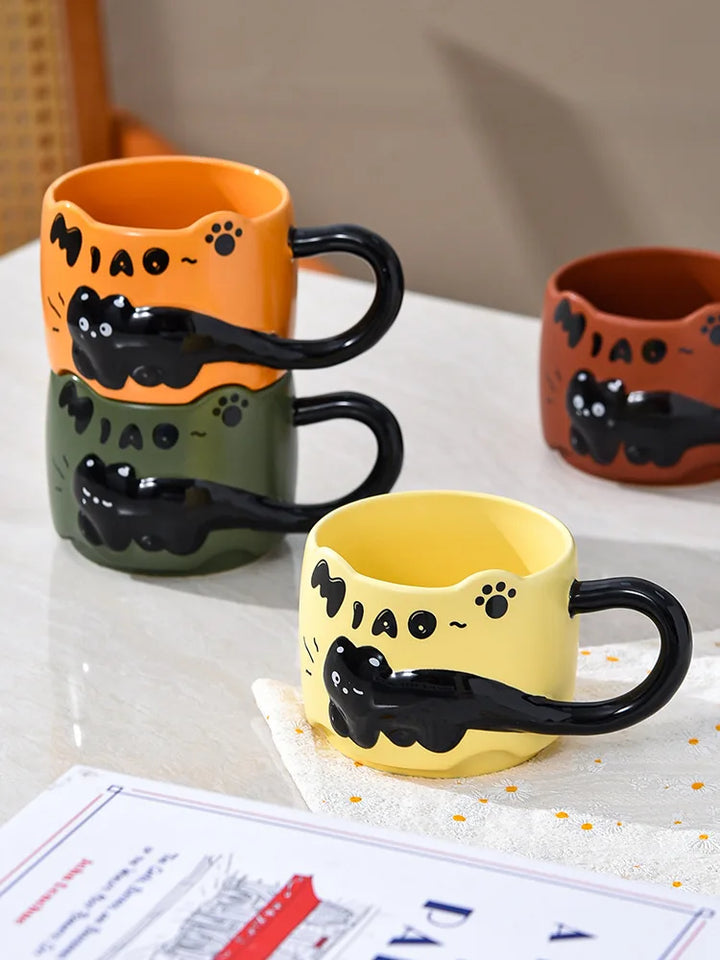 Cup Cat Stacking Cup Creative Mark Cup Drinking Cup For Guests Home Set Handle Ceramic Coffee Cup