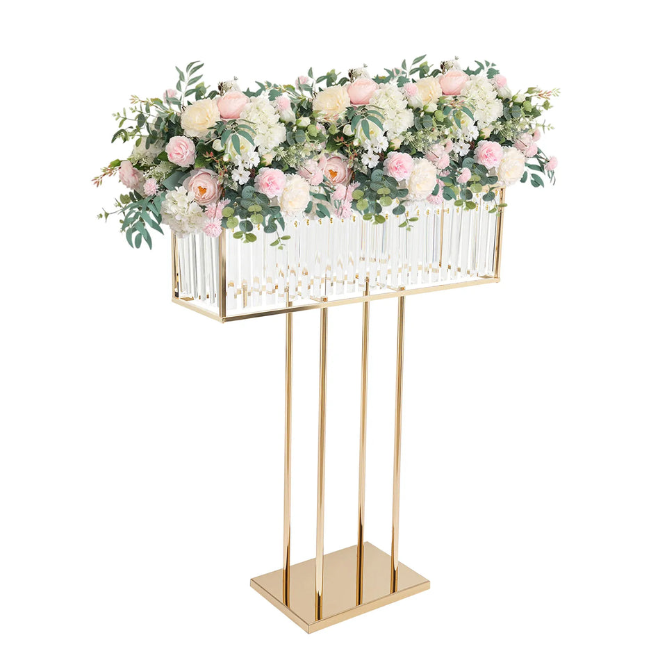 Bymaocar 70*90cm Wedding Flower Stand, Wedding Crystal Flower Stand, Crystal Flower Stand Gold