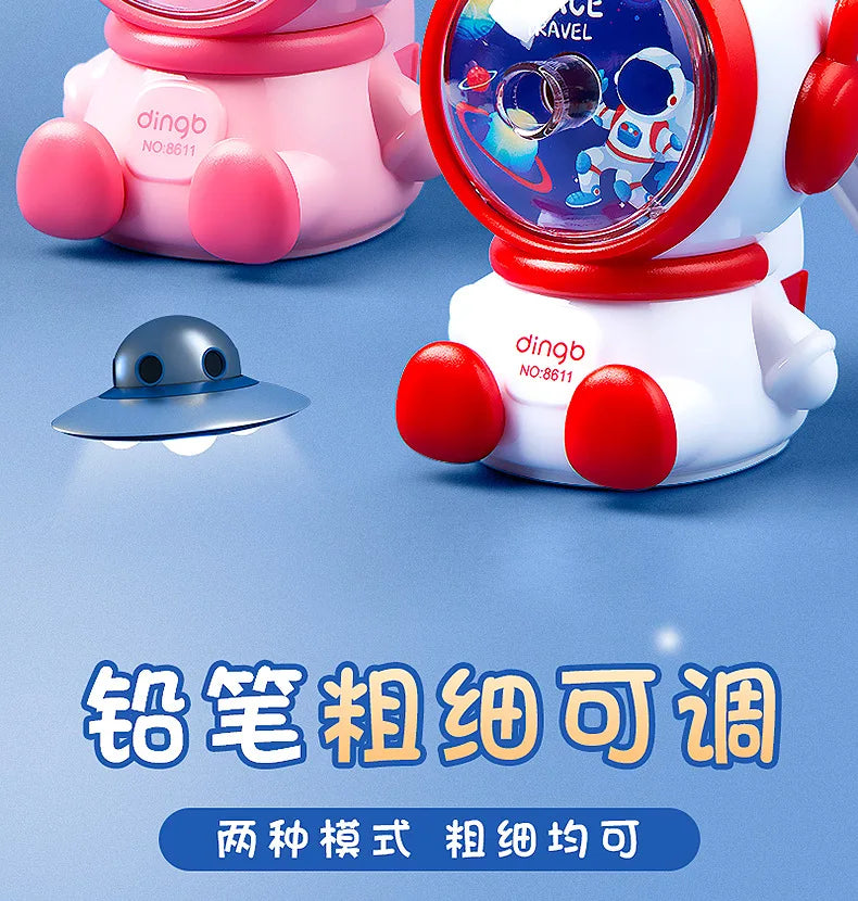 Cartoon Astronaut Pencil Sharpener Student Pencil Sharpener Hand Crank Manual Sharpener Adjustable Thickness Cute Pencil Cutter