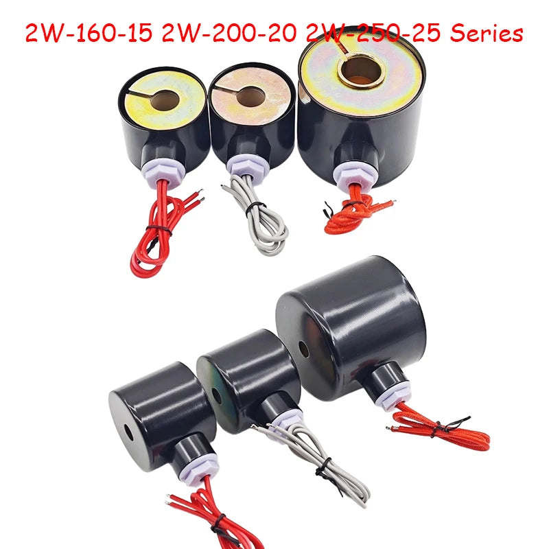 Solenoid Valve Coil for 2W-160-15 2W-200-20 2W-250-25 2W-400-40 2W-500-50 Series Water Valves AC220V DC24V Inner Diameter 16mm