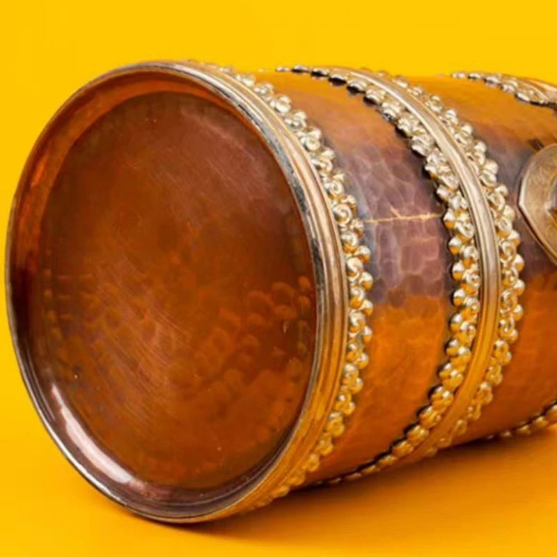 Tibetan Butter Tea Pot,Copper Barley Pot Mongolian Milk Tea Pot Nepalese Handcrafted Water Offering Pot Tibetan-Style Tea Set 1L