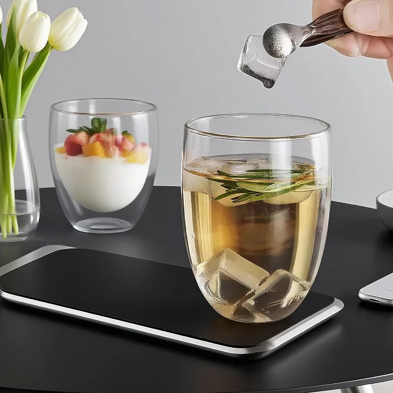 1/3pcs Glass Coffee Cup Transparent Double Walled Glass Heat-resistant Milk Juice Tea Cup Kitchen Bar Party Drinkware Gift Set