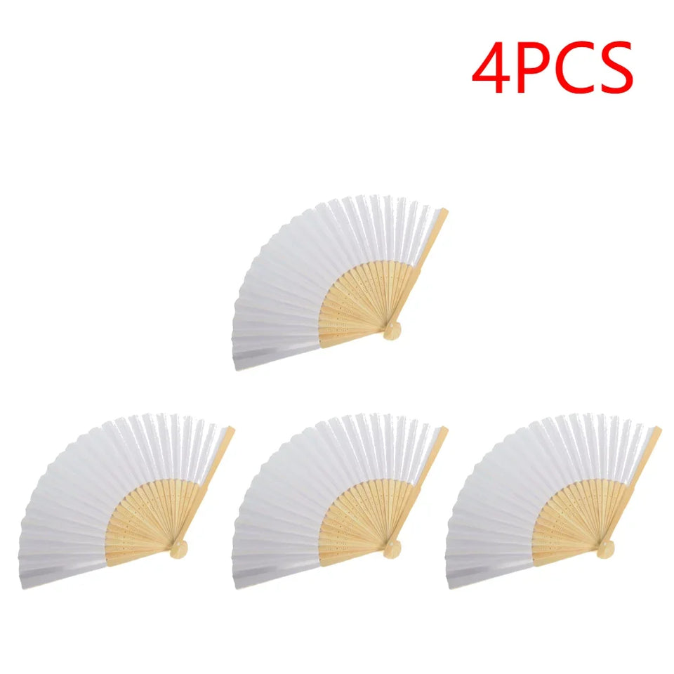 1-50PCS Paper Bamboo Folding Hand Fan Wedding Personalized Fans Party Decor Art Craft DIY Folding Fan for Wedding Party Decor