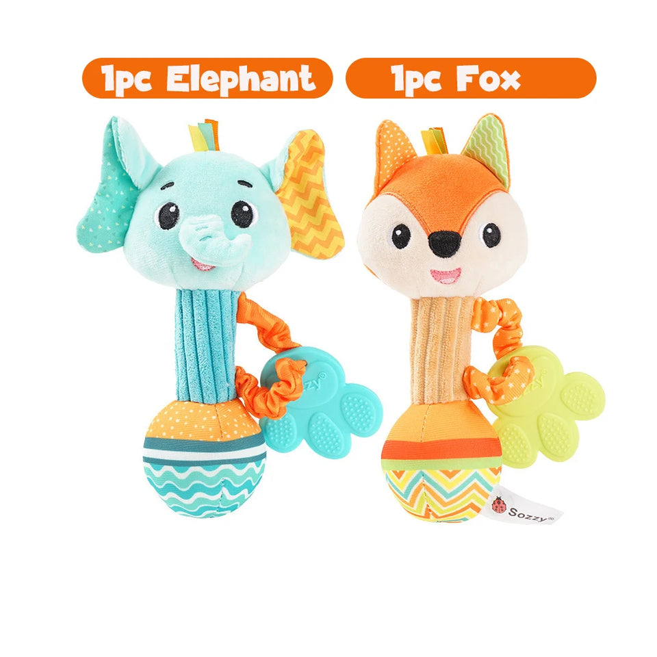 Baby Rattles 0-6 Month Baby Soft Rattles Shaker Hand Grab Sensory Shaker Teething Toys for Babies 6-12 Months Animal Plush Toys