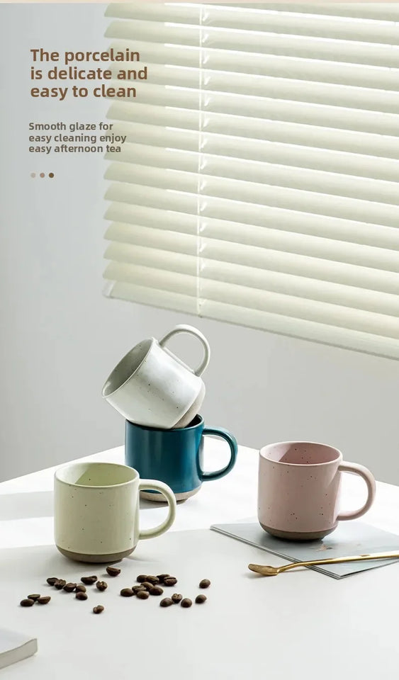 Speckled Ceramic Coffee Mug Modern White Frosted Design with Handle Unglazed Base Custom Small for Cafe