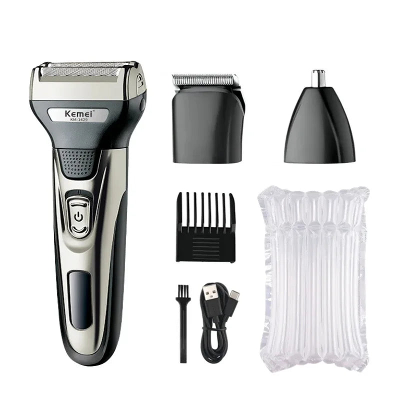 Kemei KM-1429 3 in 1 Electric Beard Shaver Professional Nose Trimmer Detachable Blade Mens Multifunctional Hair Cutting Machine